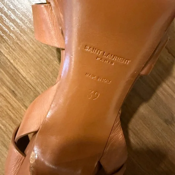 Saint Laurent Tribute platform sandal in brown leather size 39